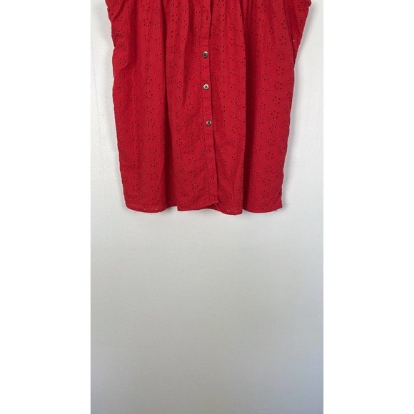 Madewell Eyelet Summer Lace Crochet Button Down Loose Blouse Bell-Sleeve Shirt S - Picture 5 of 6